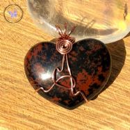 Mahogany Jasper Heart Copper Wire Wrapped Pendant